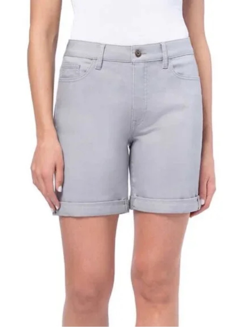 NEW Parasuco Denim Shorts Grey Classic Fit with Tummy Control Size 16